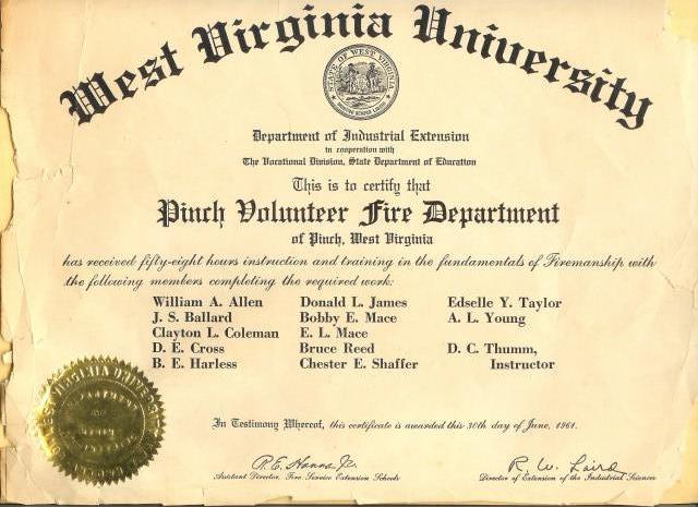 FIRST  KNOWN TRAINING CERTIFICATE